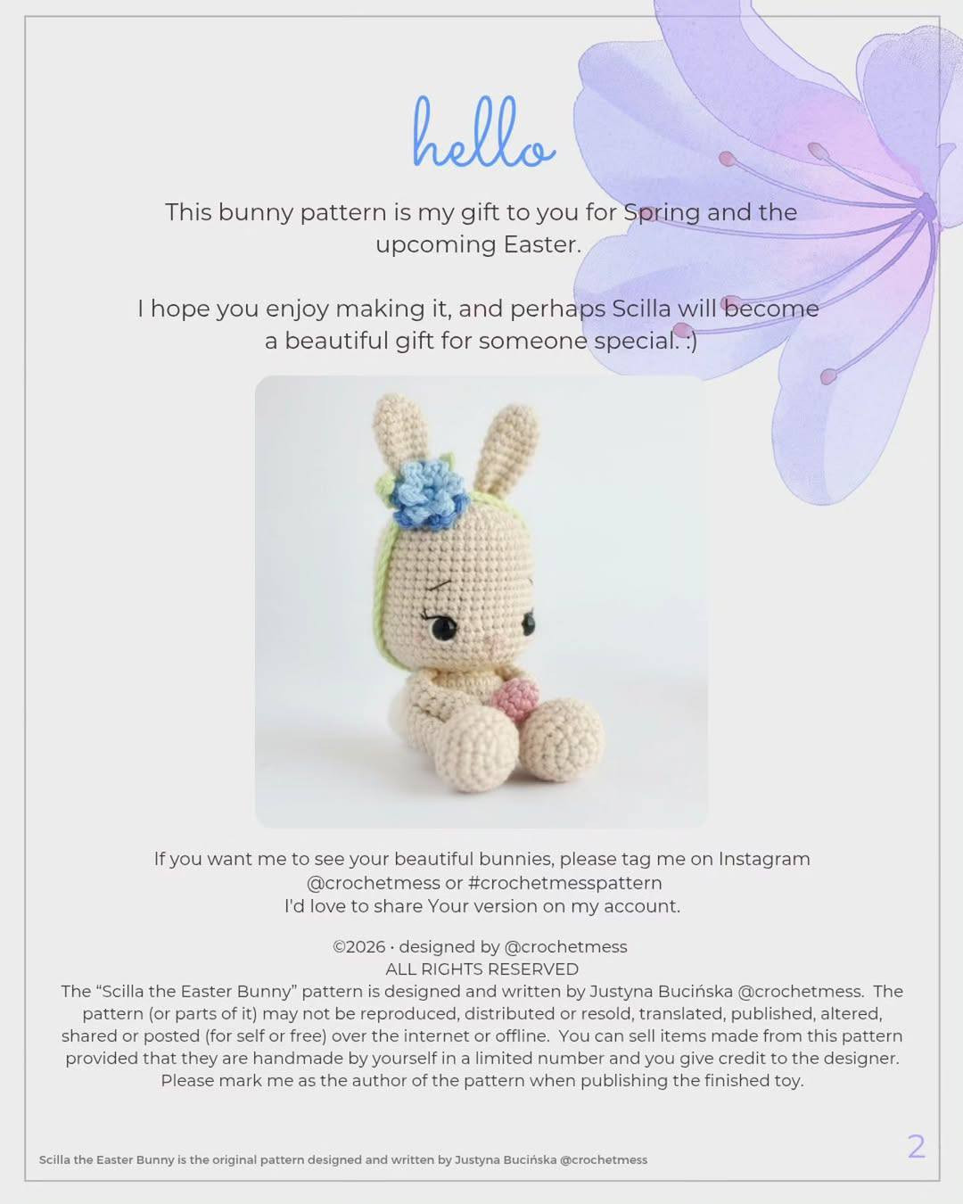 Scilla the Easter Bunny: Free Crochet Pattern with Basket and Eggs