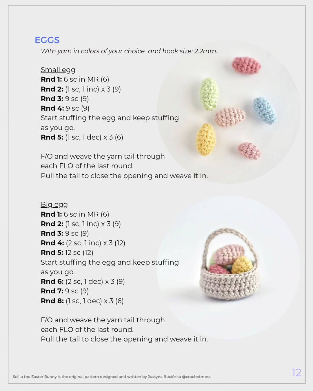 Scilla the Easter Bunny: Free Crochet Pattern with Basket and Eggs