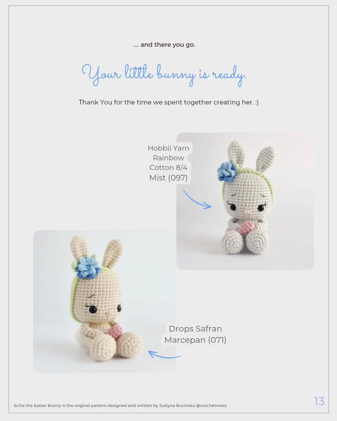 Scilla the Easter Bunny: Free Crochet Pattern with Basket and Eggs