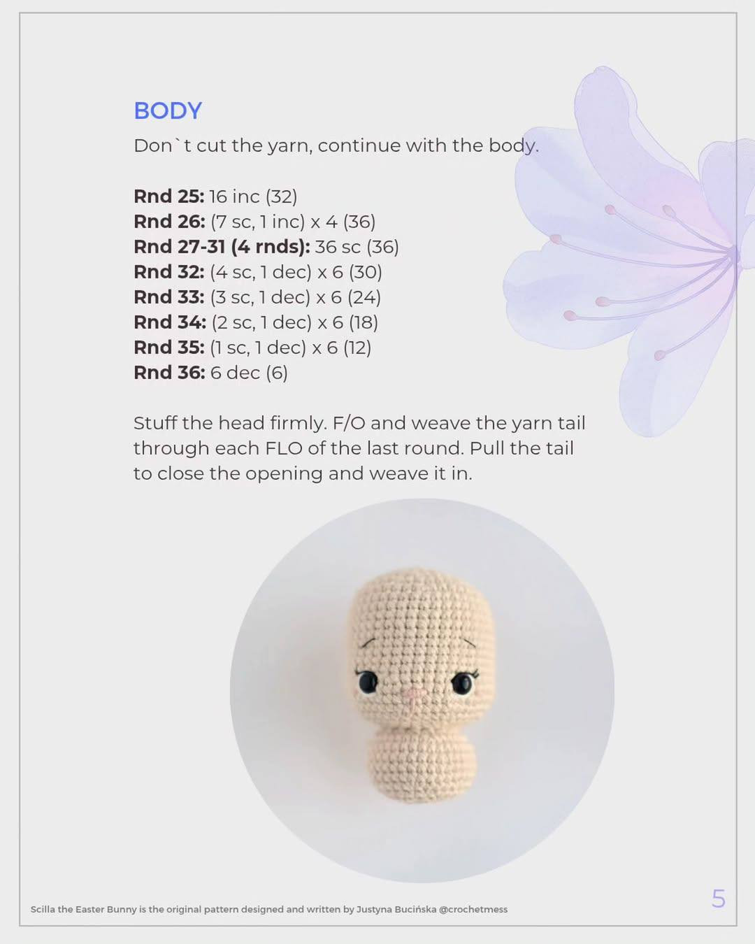 Scilla the Easter Bunny: Free Crochet Pattern with Basket and Eggs