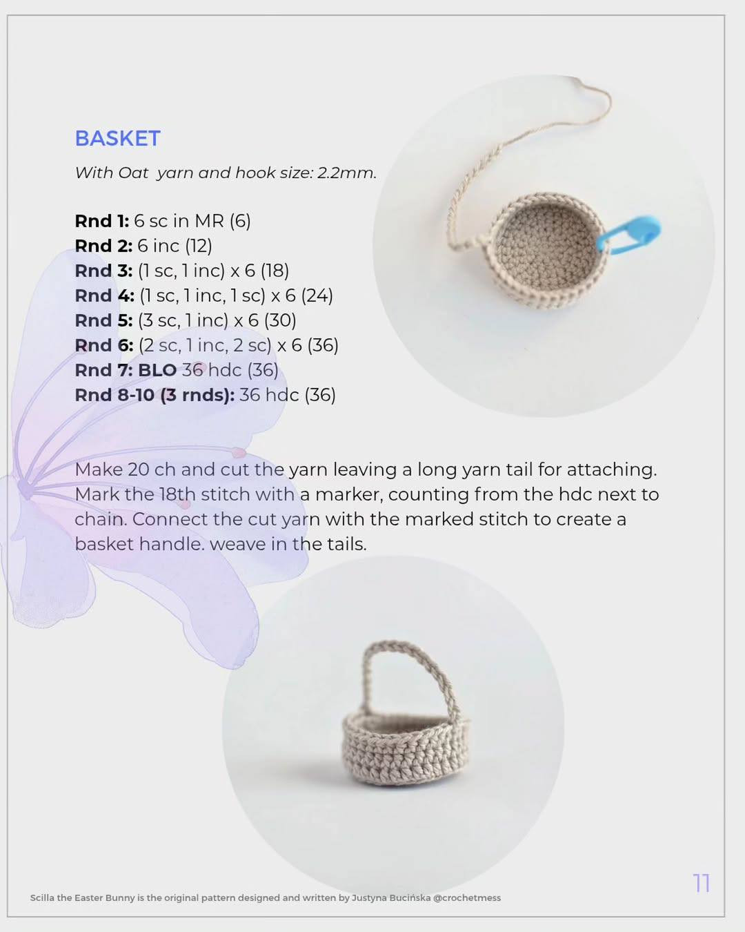 Scilla the Easter Bunny: Free Crochet Pattern with Basket and Eggs