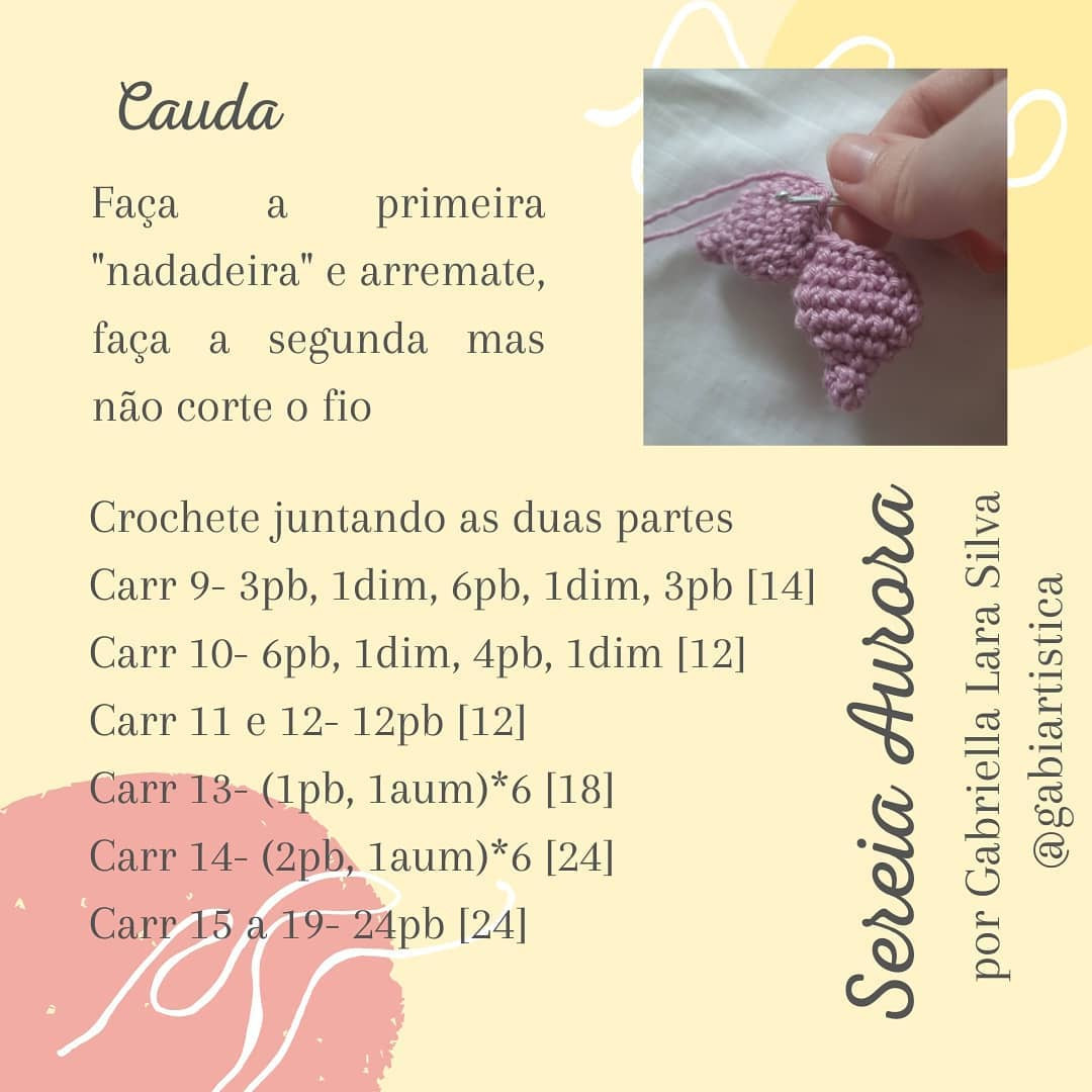 Sereia Aurora - Receita Grátis de Amigurumi por Gabriella Lara Silva