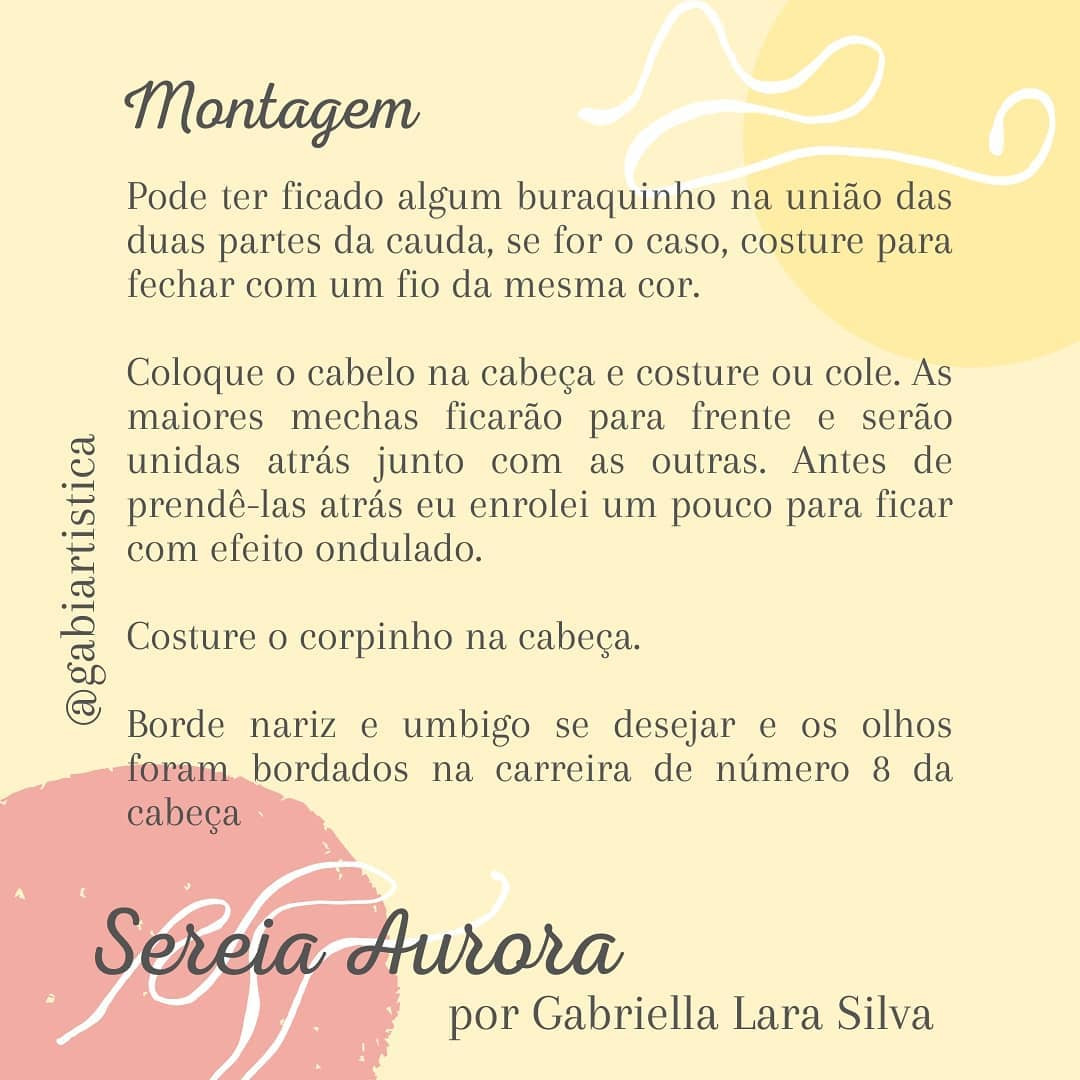 Sereia Aurora - Receita Grátis de Amigurumi por Gabriella Lara Silva