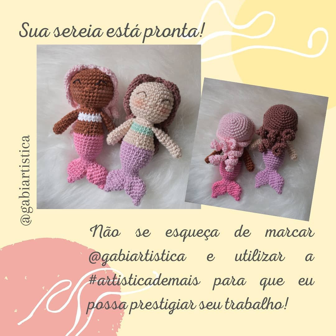 Sereia Aurora - Receita Grátis de Amigurumi por Gabriella Lara Silva