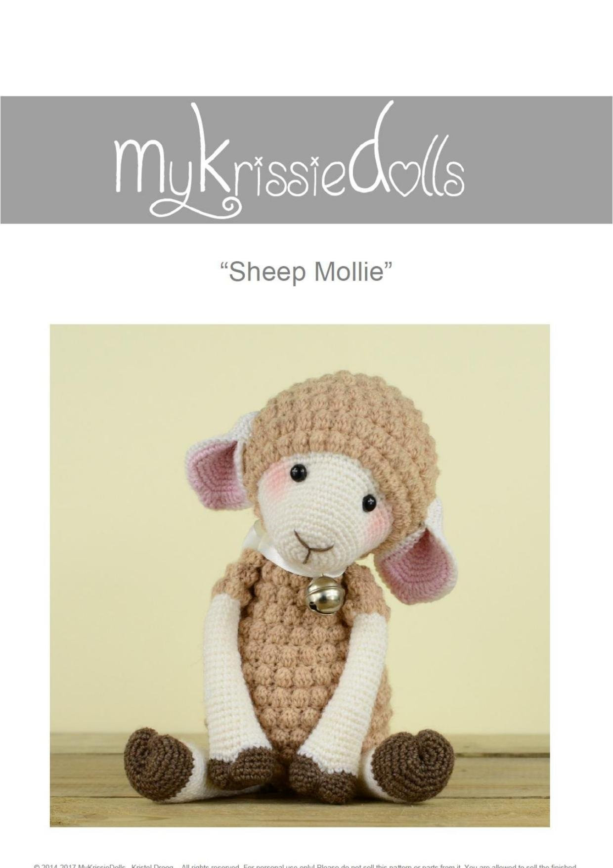 Sheep Mollie Amigurumi Crochet Pattern - Cute Beige Sheep Doll with Bell
