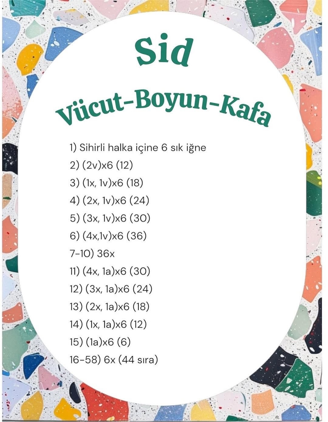 Sid Amigurumi Crochet Pattern: Complete Free Chart for Body, Head, Arms and Legs in Turkish
