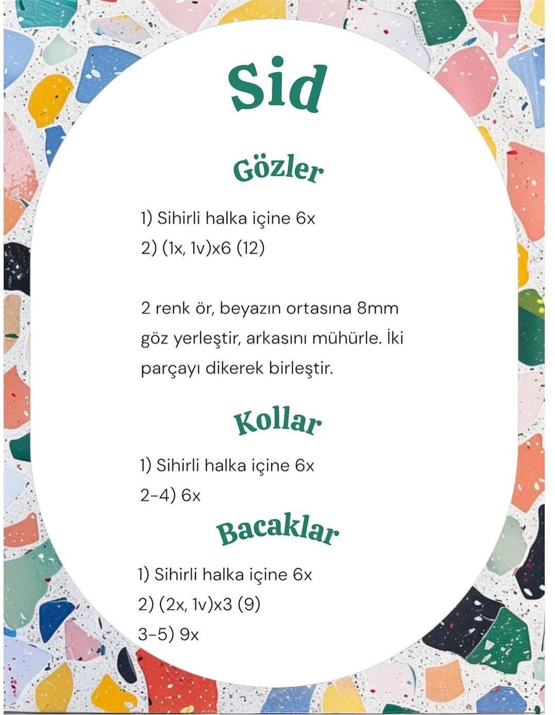 Sid Amigurumi Crochet Pattern: Complete Free Chart for Body, Head, Arms and Legs in Turkish
