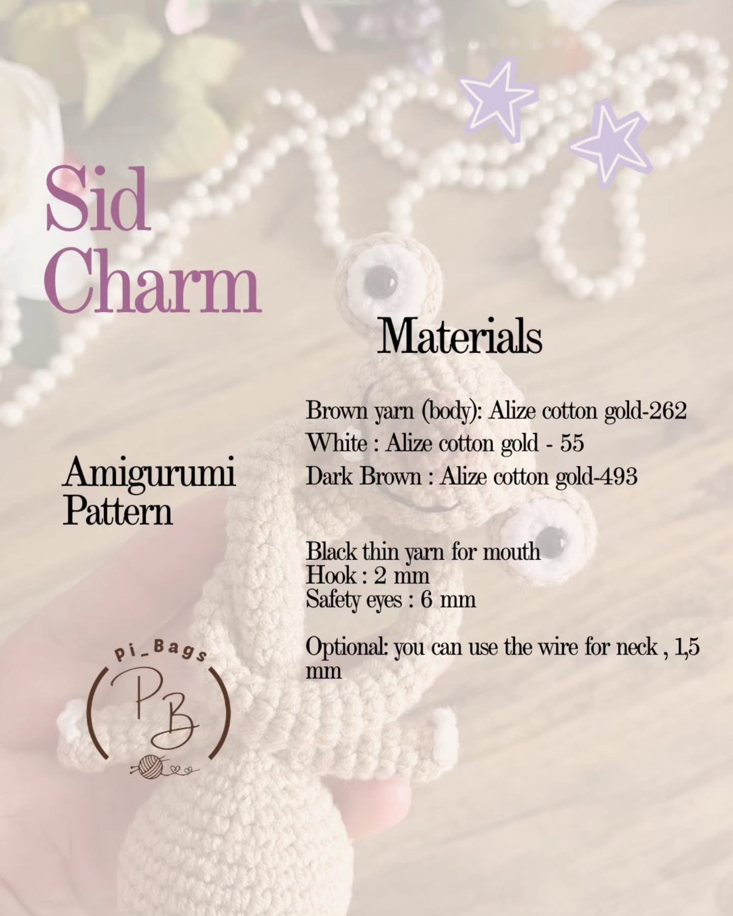 Sid Charm Amigurumi Pattern - English Free Chart by pi_Bags