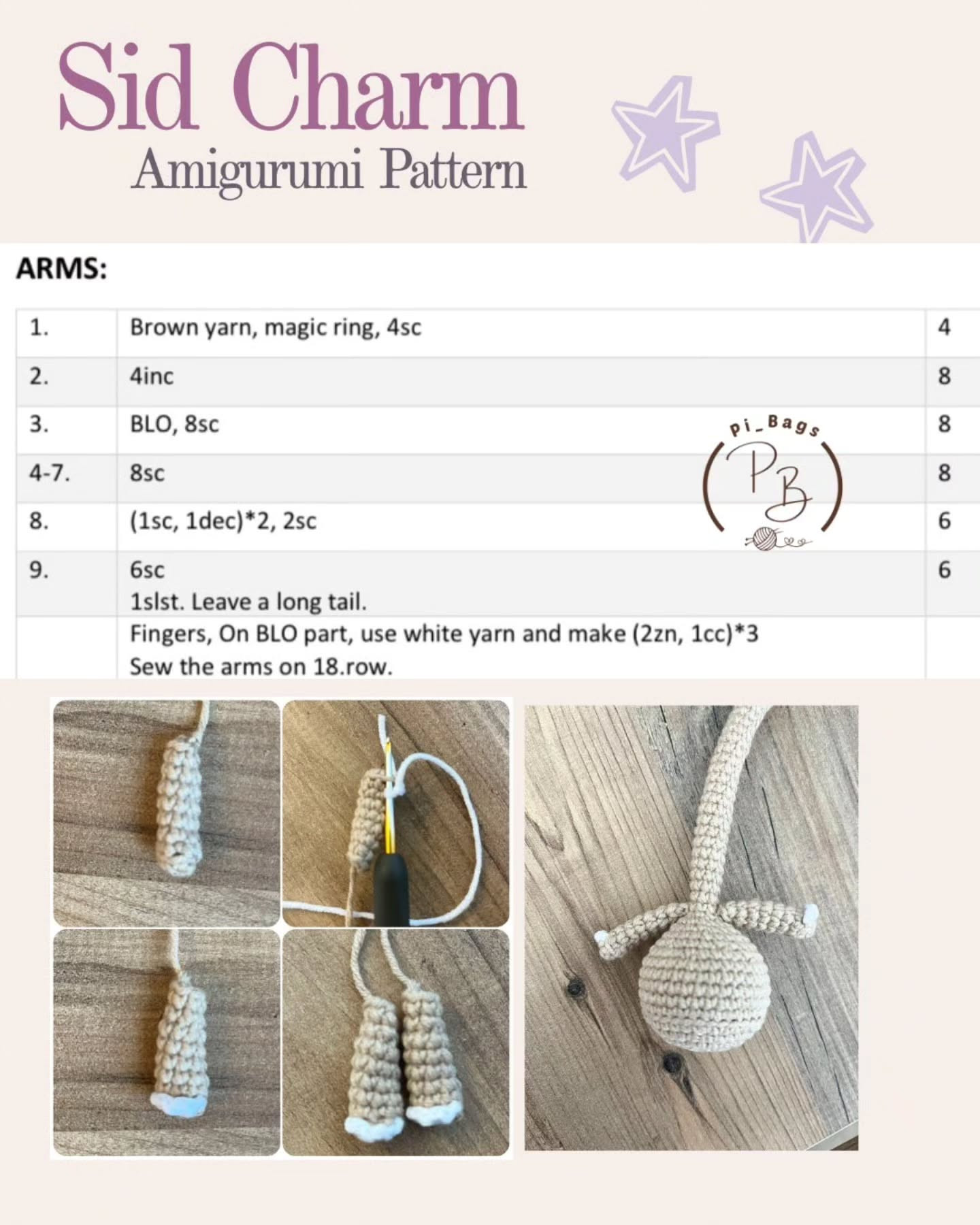 Sid Charm Amigurumi Pattern - English Free Chart by pi_Bags