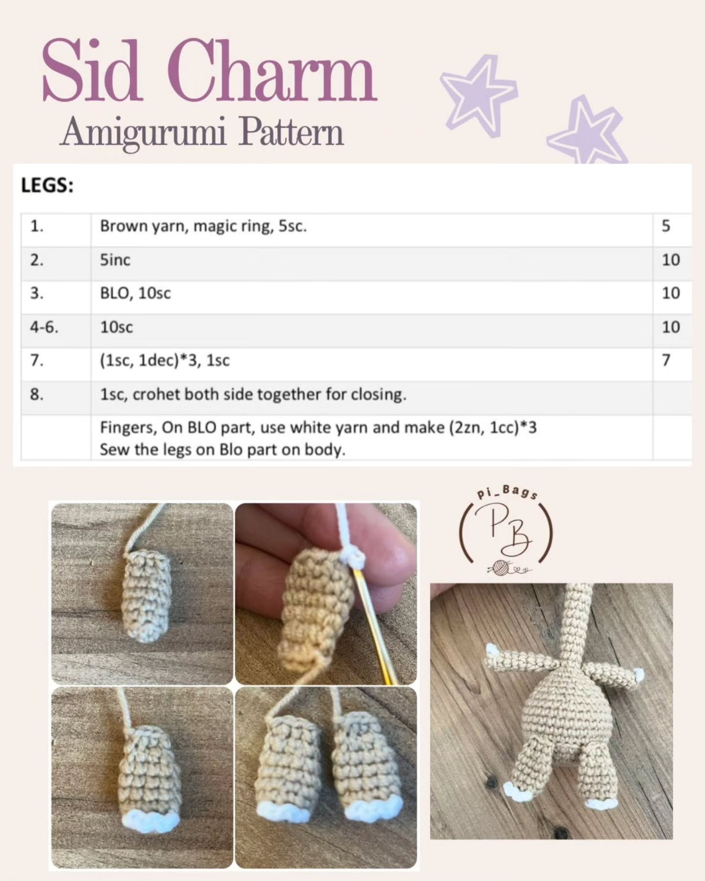 Sid Charm Amigurumi Pattern - English Free Chart by pi_Bags