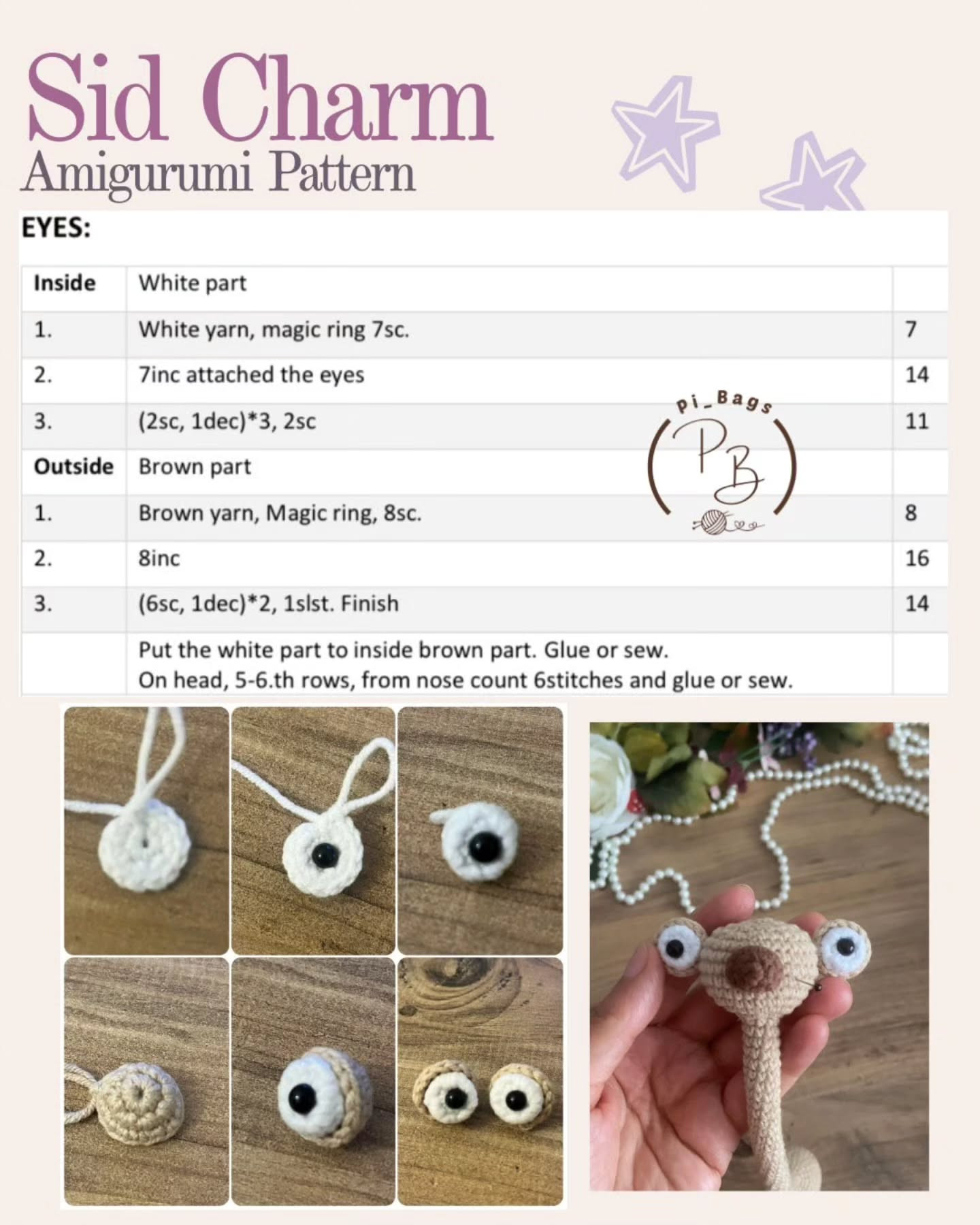 Sid Charm Amigurumi Pattern - English Free Chart by pi_Bags