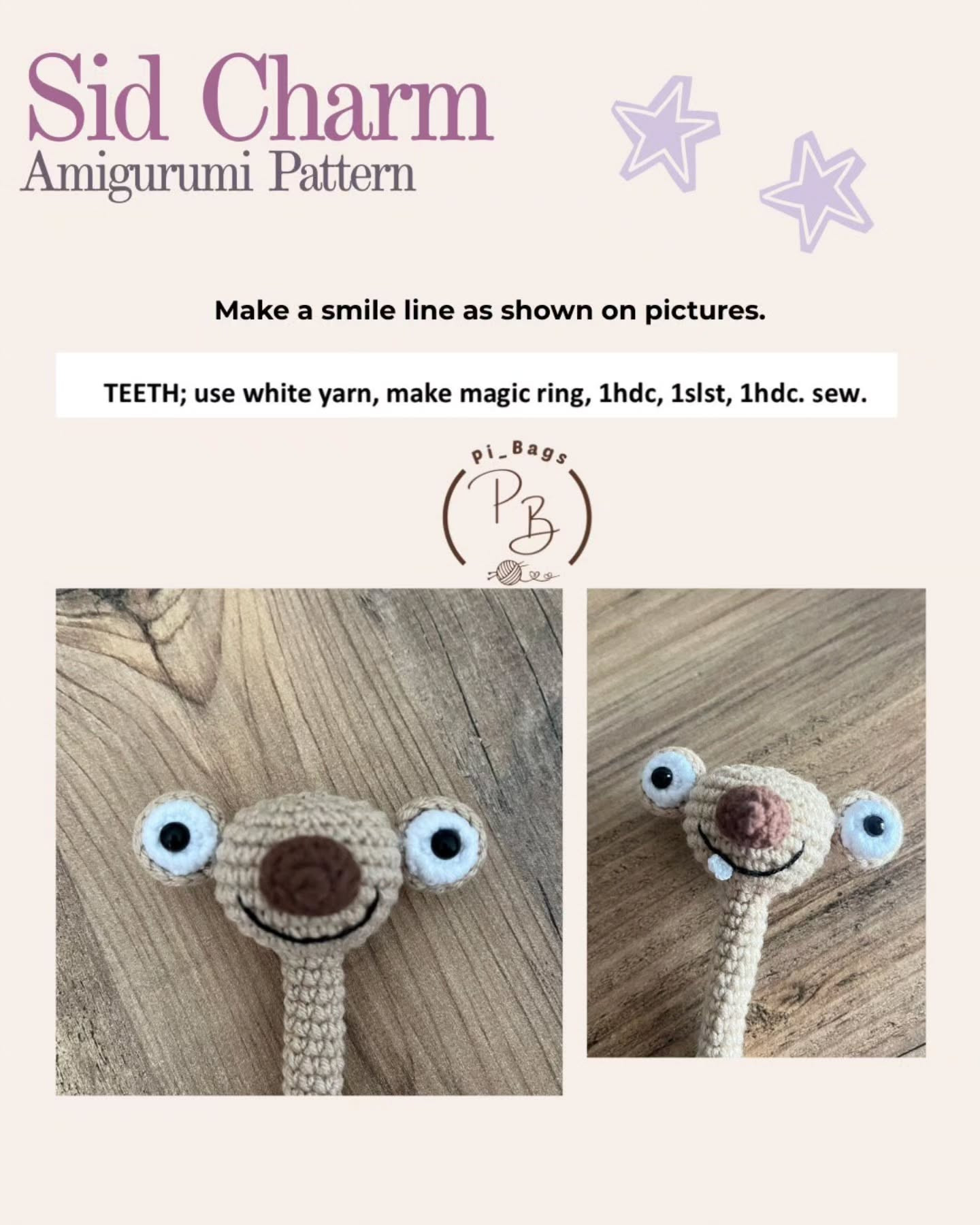 Sid Charm Amigurumi Pattern - English Free Chart by pi_Bags