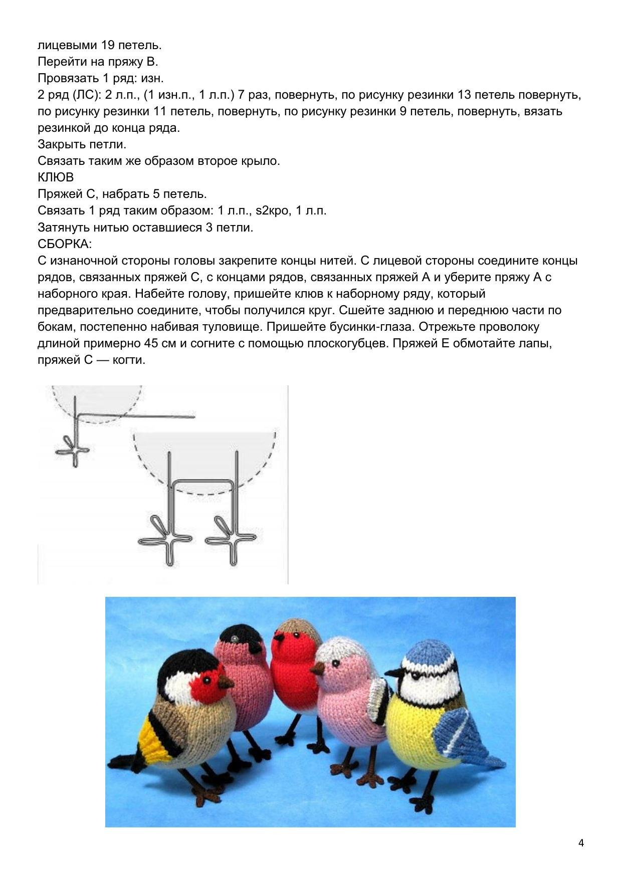Синичка от Алана Дарта: Схема вязания игрушки спицами, материалы и описание работы