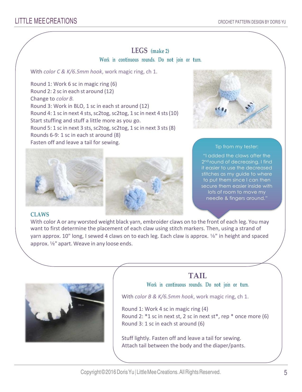Snowy the Baby Polar Bear Amigurumi Crochet Pattern by Little Mee Creations