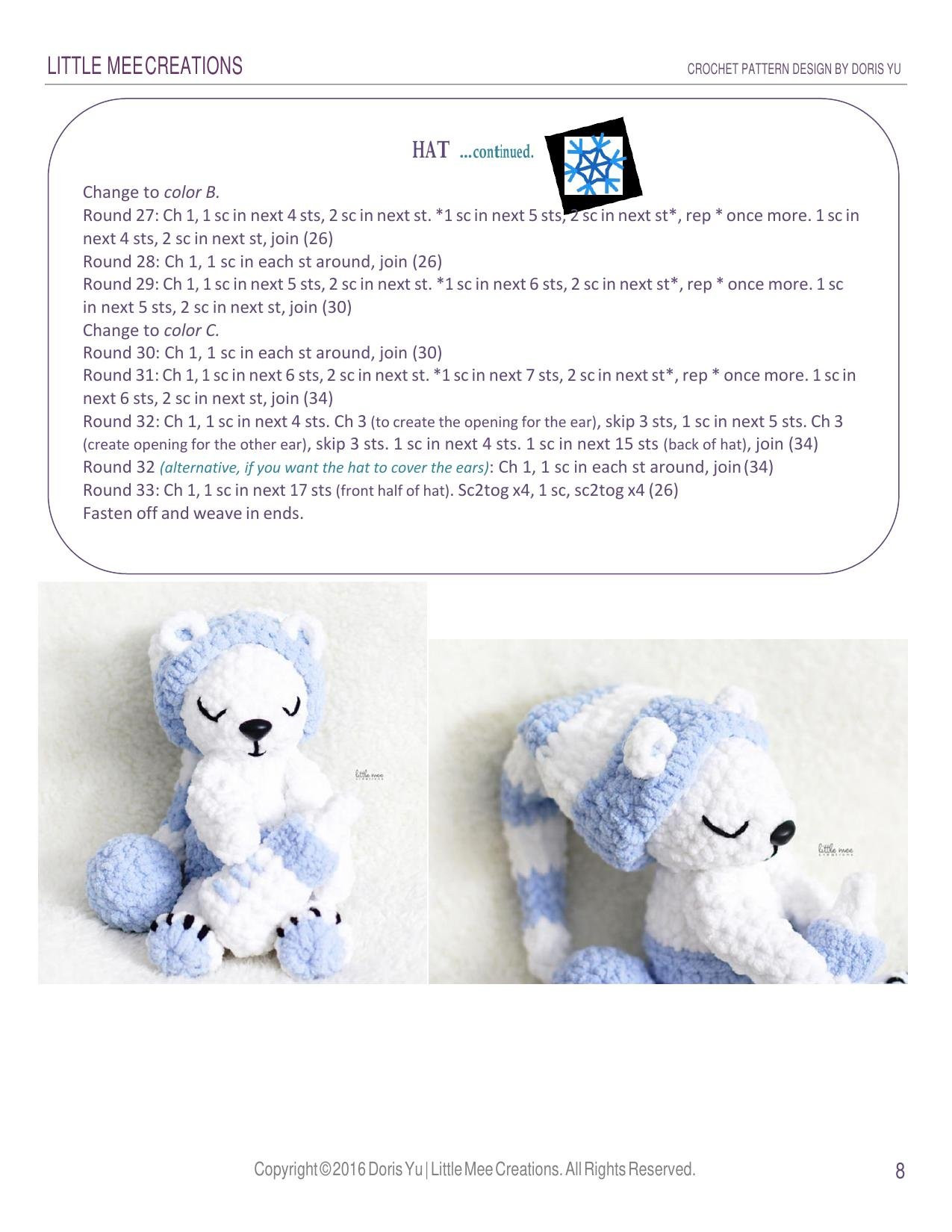 Snowy the Baby Polar Bear Amigurumi Crochet Pattern by Little Mee Creations
