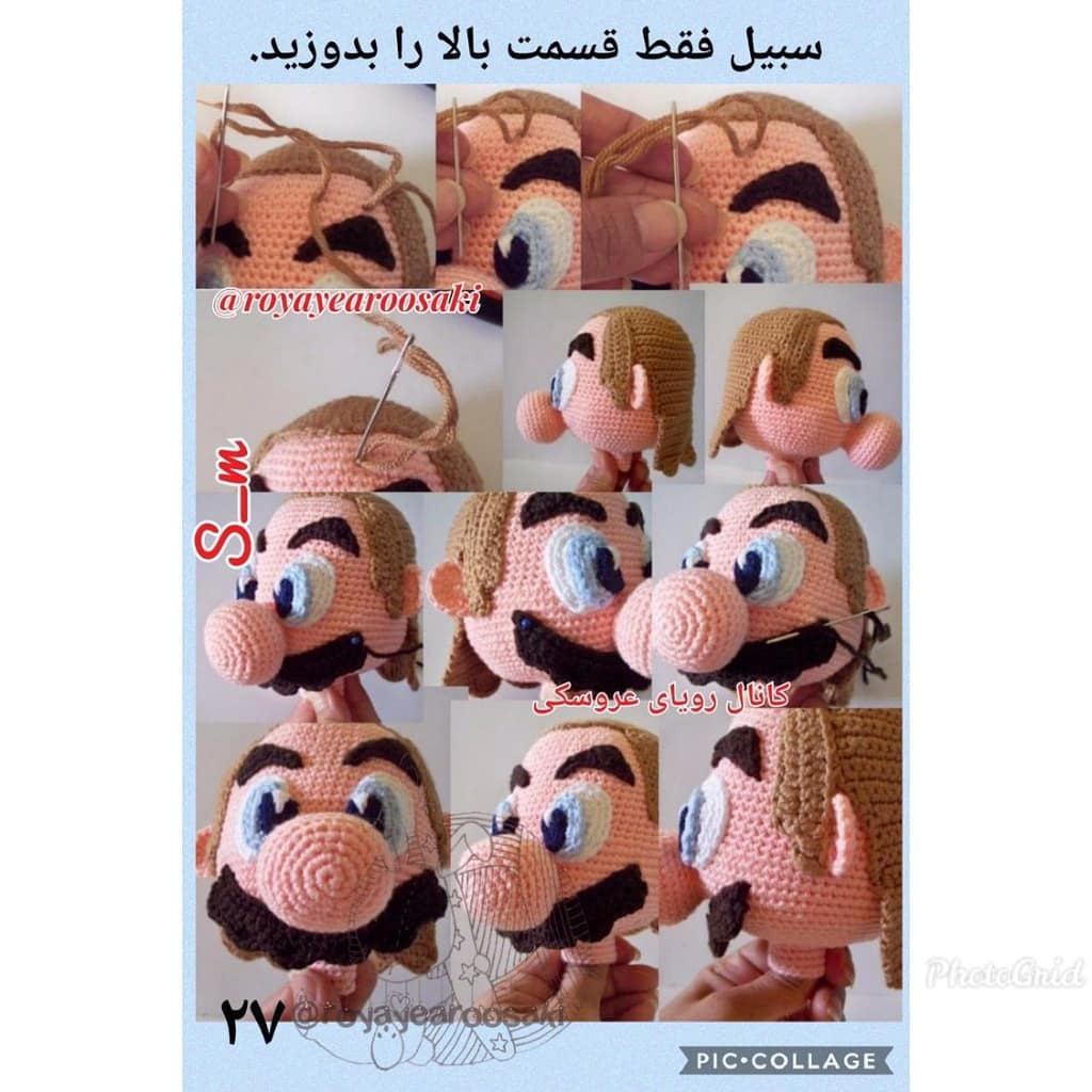 Sơ đồ móc len nhân vật Super Mario chi tiết từng bước