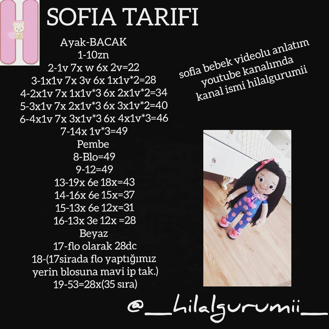 Sofia Tarifi - Amigurumi Doll Pattern with Blue and Pink Outfit