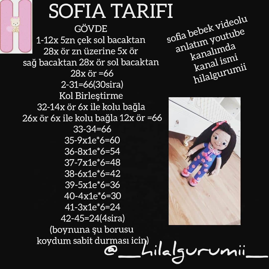 Sofia Tarifi - Amigurumi Doll Pattern with Blue and Pink Outfit
