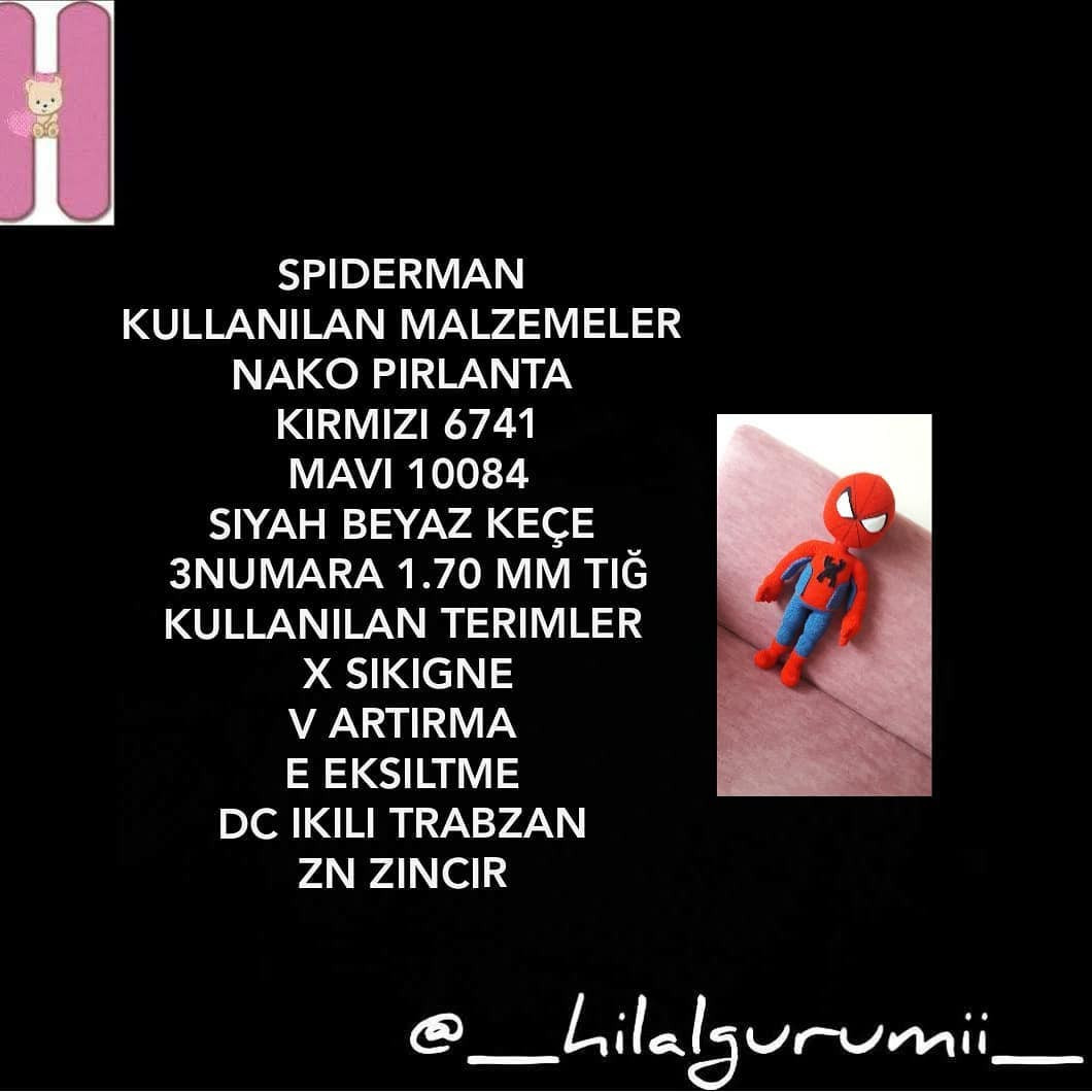 Spiderman Amigurumi Free Crochet Pattern with Materials and Instructions