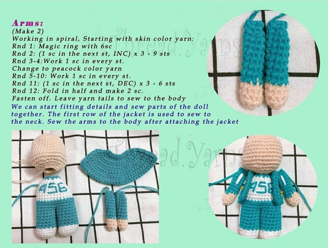 Squid Game Player Amigurumi Doll Free Crochet Pattern by Thread.yarns