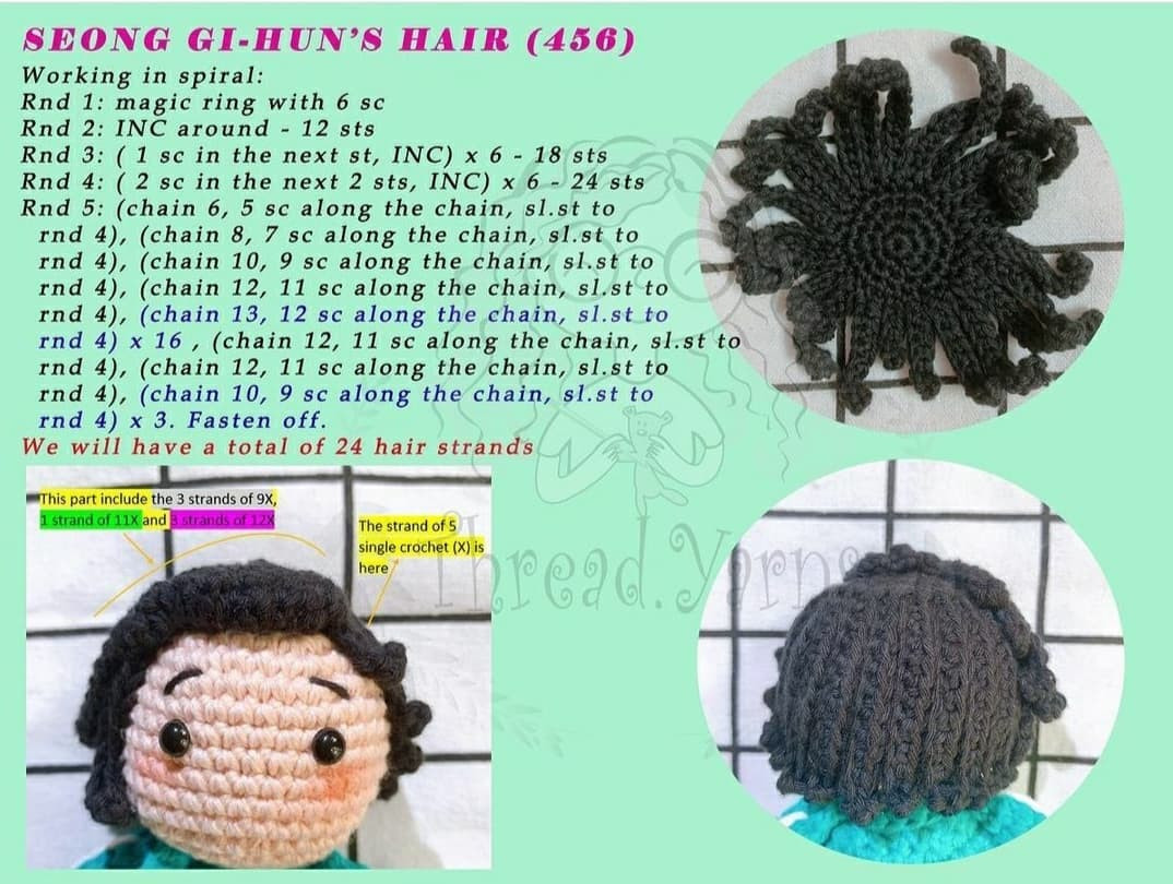 Squid Game Player Amigurumi Doll Free Crochet Pattern by Thread.yarns