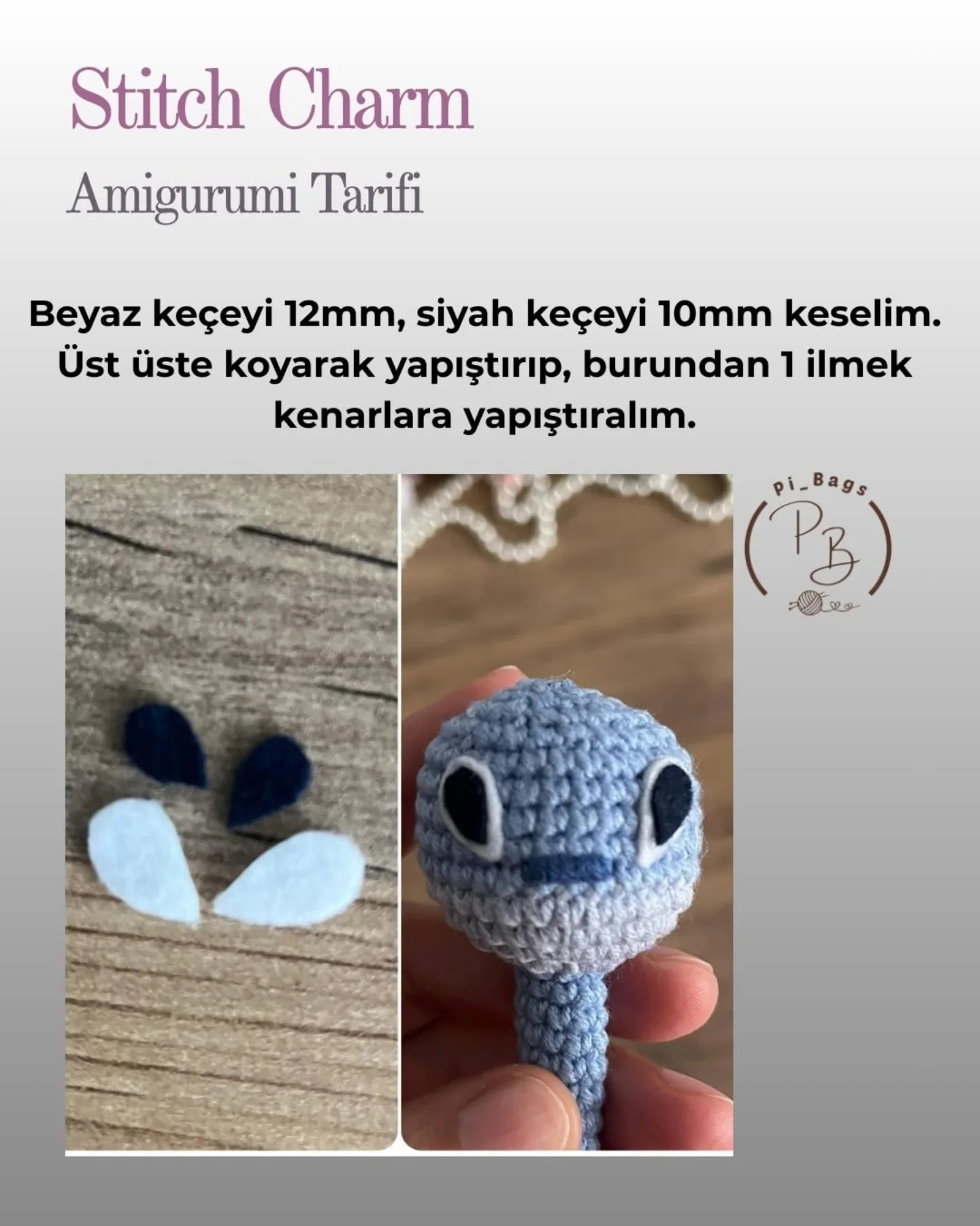 Stitch Charm Amigurumi Tarifi - Mavi Stitch Búp bê Móc len