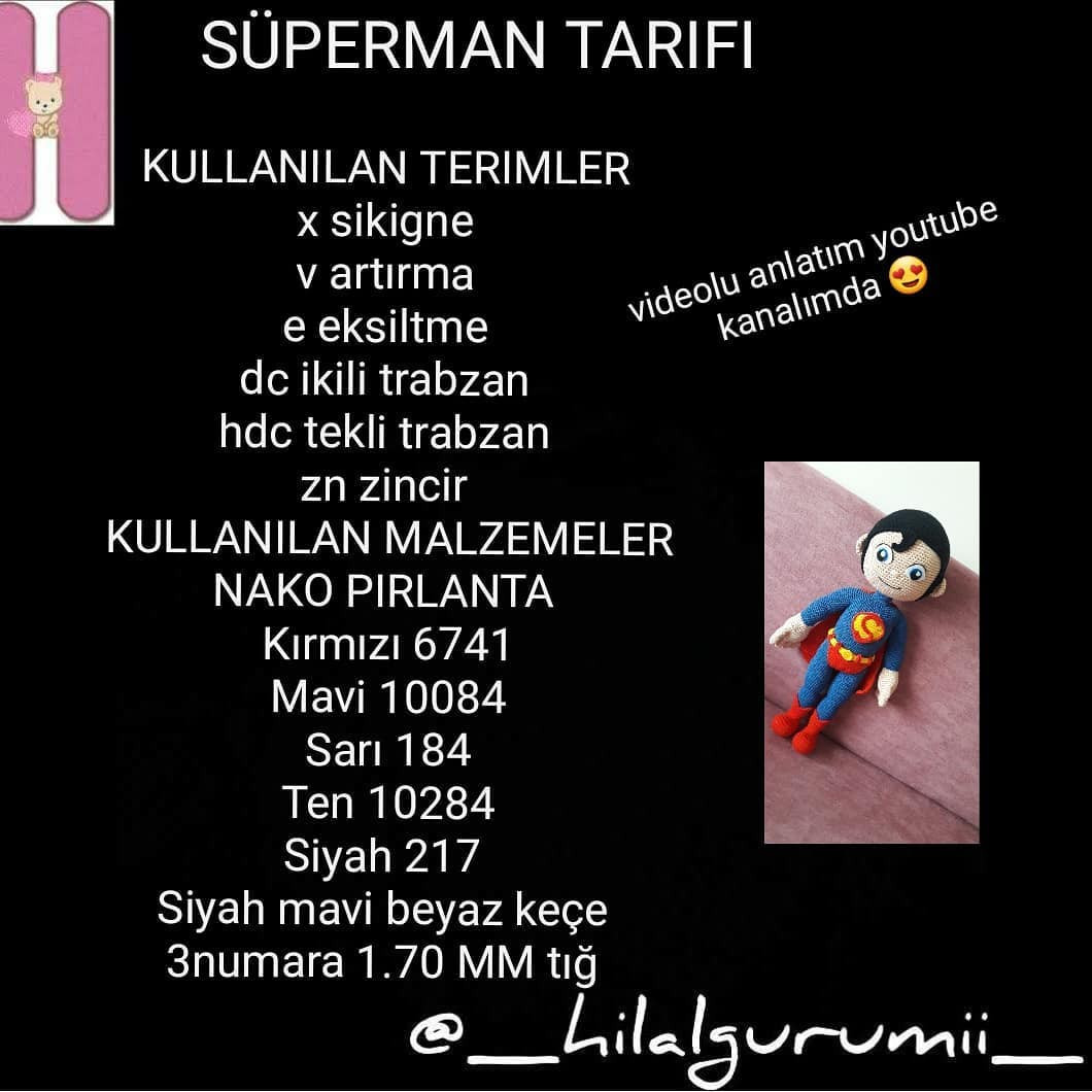 Süperman Tarifi: Búp bê siêu nhân móc len màu xanh đỏ, hướng dẫn chi tiết từng bước