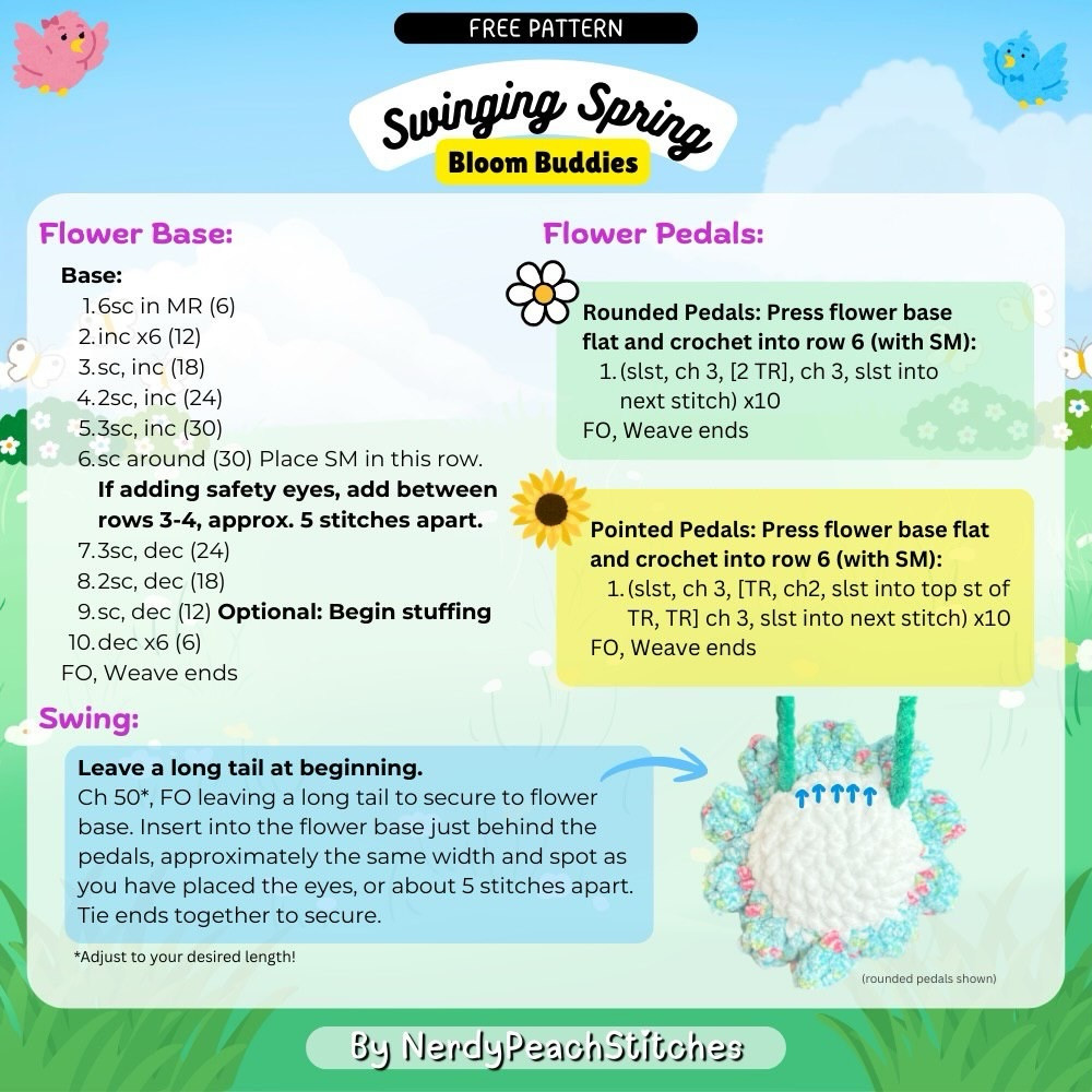 Swinging Spring Bloom Buddies Free Crochet Pattern