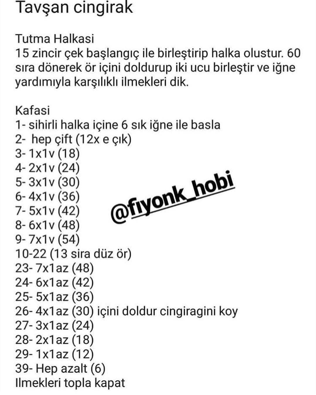Tavşan cingirak - Ücretsiz Tarif: Móc len vòng tay hình thỏ trắng hồng dễ thương