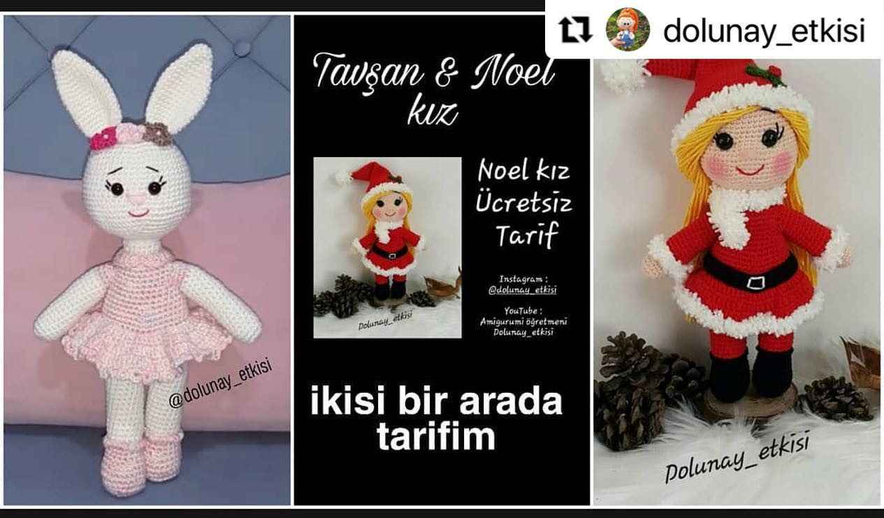 Tavşan & Noel Kız Ücretsiz Tarif - Amigurumi Móc Len Hướng Dẫn Chi Tiết