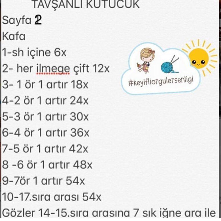 TAVŞANLI KUTUCUK - Hướng dẫn móc len búp bê thỏ hình hộp đựng đồ màu trắng xanh kèm bảng chart chi tiết