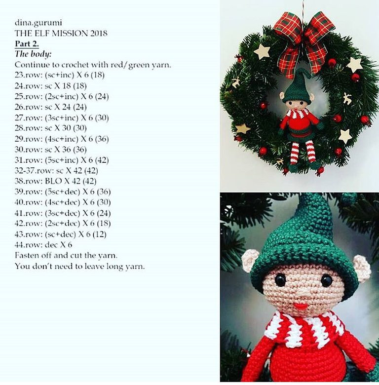 The Elf Mission 2018: Crochet Pattern for Festive Christmas Elf Doll with Red and Green Outfit