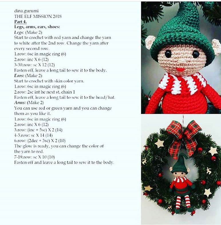 The Elf Mission 2018: Crochet Pattern for Festive Christmas Elf Doll with Red and Green Outfit