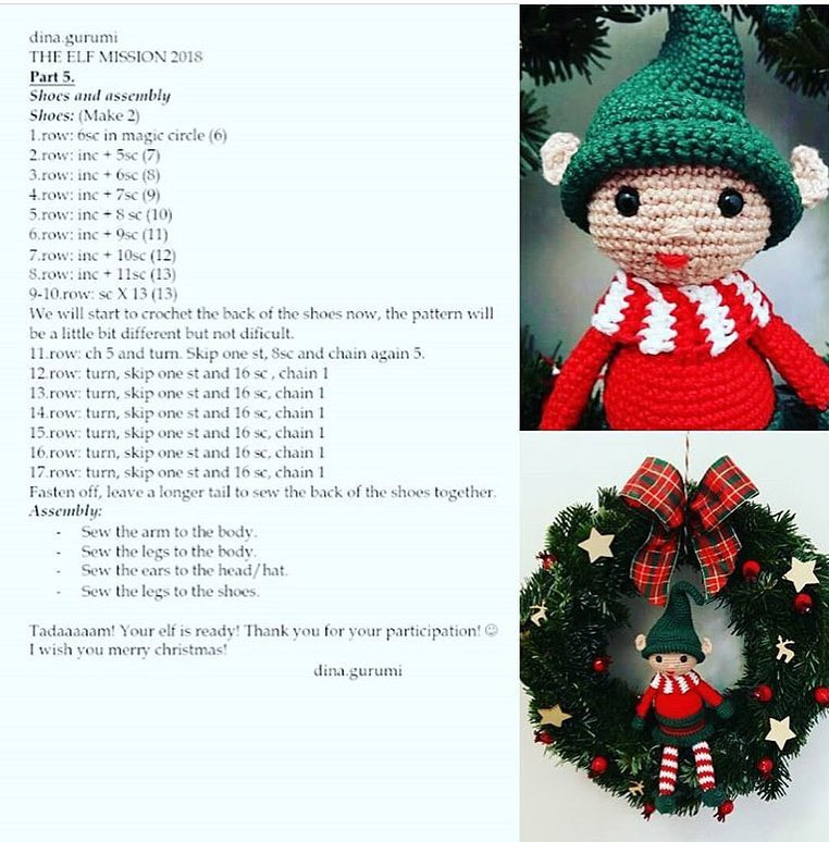The Elf Mission 2018: Crochet Pattern for Festive Christmas Elf Doll with Red and Green Outfit