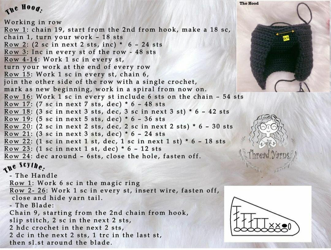 The Grim Reaper Amigurumi Free Crochet Pattern with Detailed Instructions