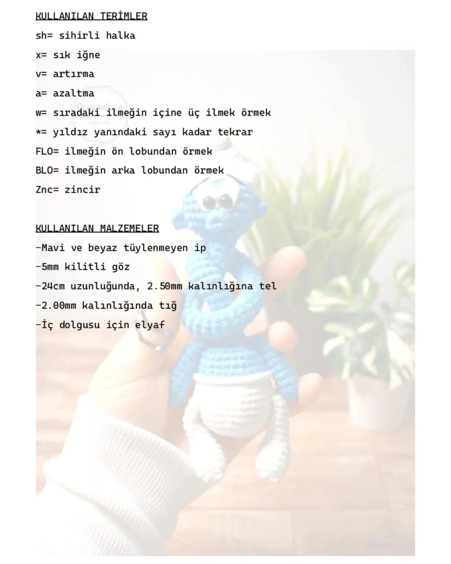The Smurfs Bag Charm Crochet Pattern: Blue and White Amigurumi Doll with Hat