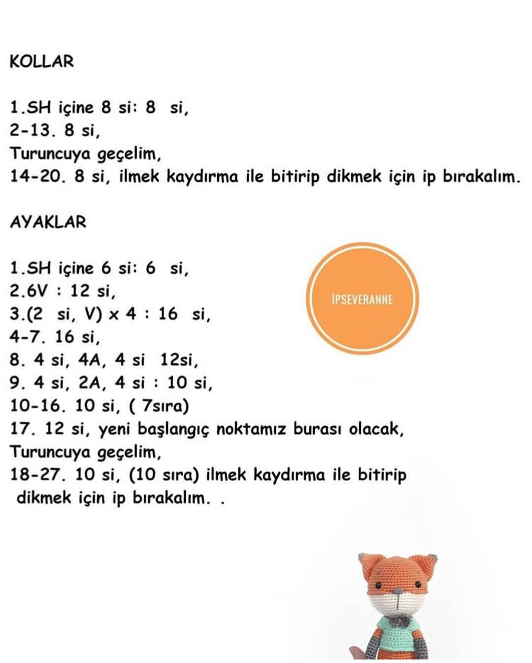 Tilki Lucky Ücretsiz Tarif - Free Crochet Pattern for Cute Orange Fox Amigurumi