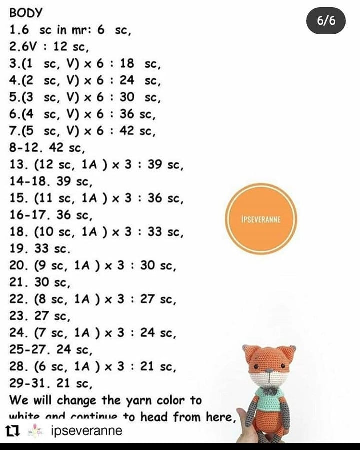 Tilki Lucky Ücretsiz Tarif - Free Crochet Pattern for Cute Orange Fox Amigurumi