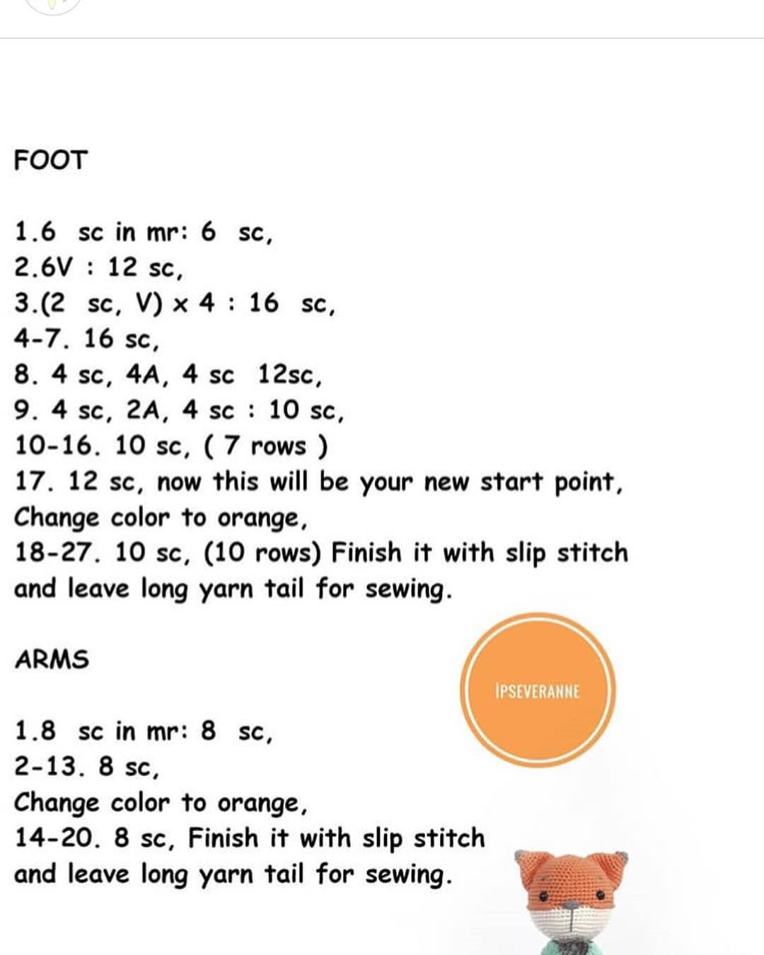 Tilki Lucky Ücretsiz Tarif - Free Crochet Pattern for Cute Orange Fox Amigurumi
