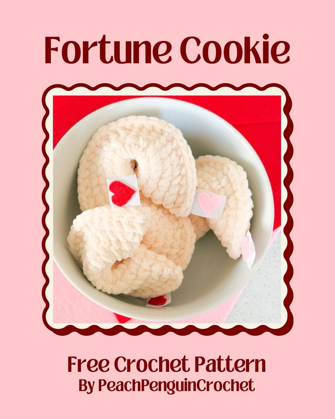Tiny Fortune Cookie Crochet Pattern: Free DIY Guide with Chenille Yarn Instructions by PeachPenguinCrochet