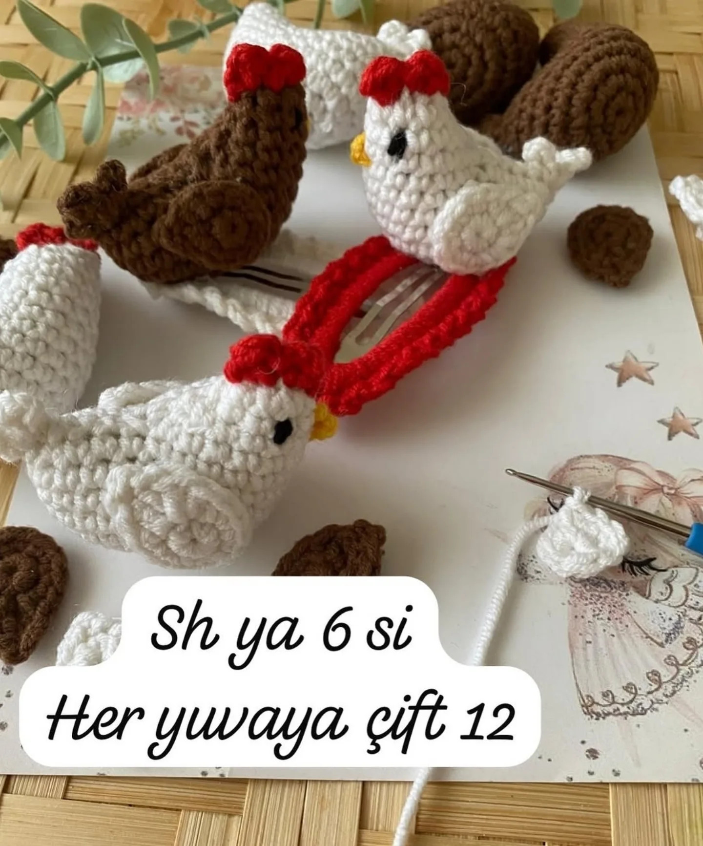 Tombul Tavuk Toka Tarifi - Crochet Chicken Hair Clip Pattern