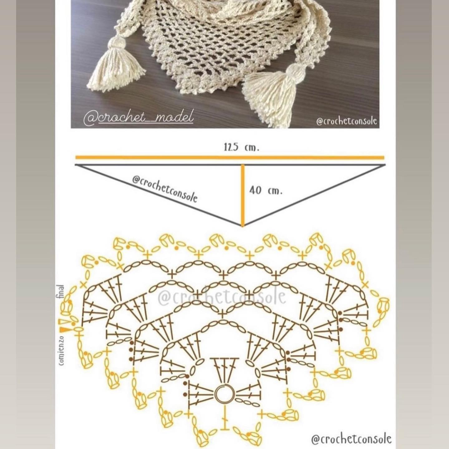 Tổng hợp các mẫu chart móc khăn choàng cổ và shawl hình tam giác, vuông với họa tiết hoa văn đẹp mắt