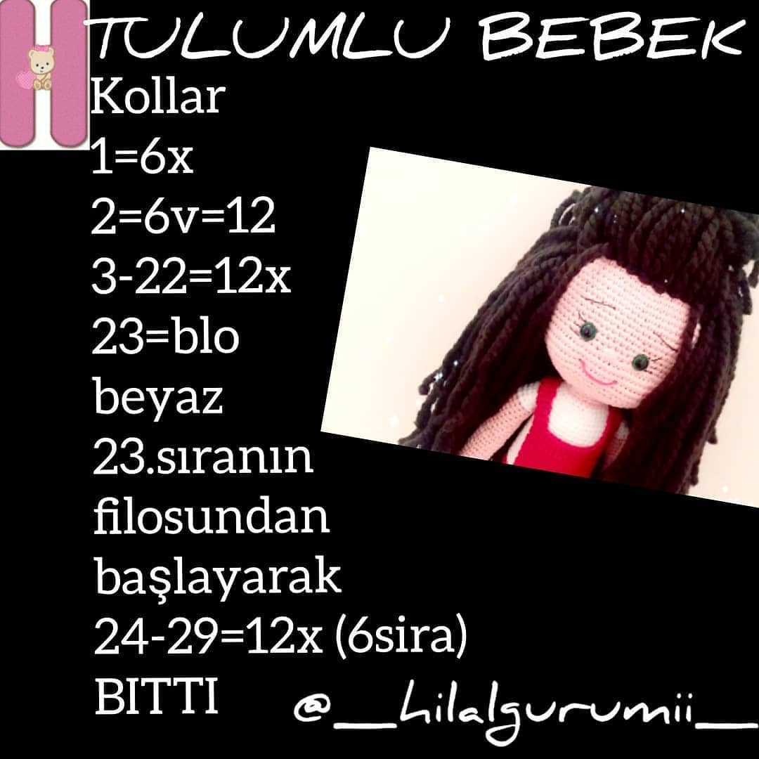 Tulumlu Bebek - Hướng dẫn móc búp bê tóc xù mặc quần yếm đỏ miễn phí