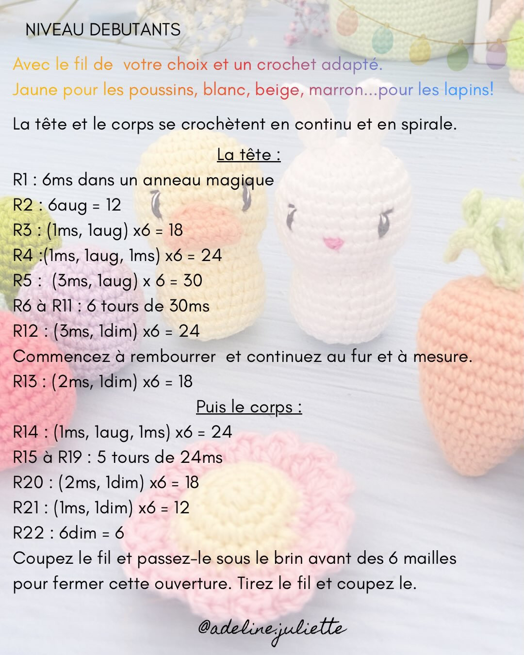 Tuto gratuit mini poussin et lapin amigurumi pour Pâques