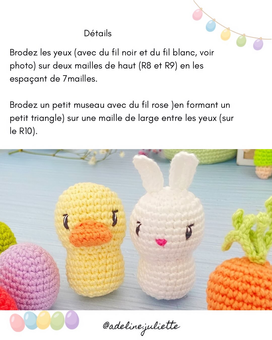 Tuto gratuit mini poussin et lapin amigurumi pour Pâques