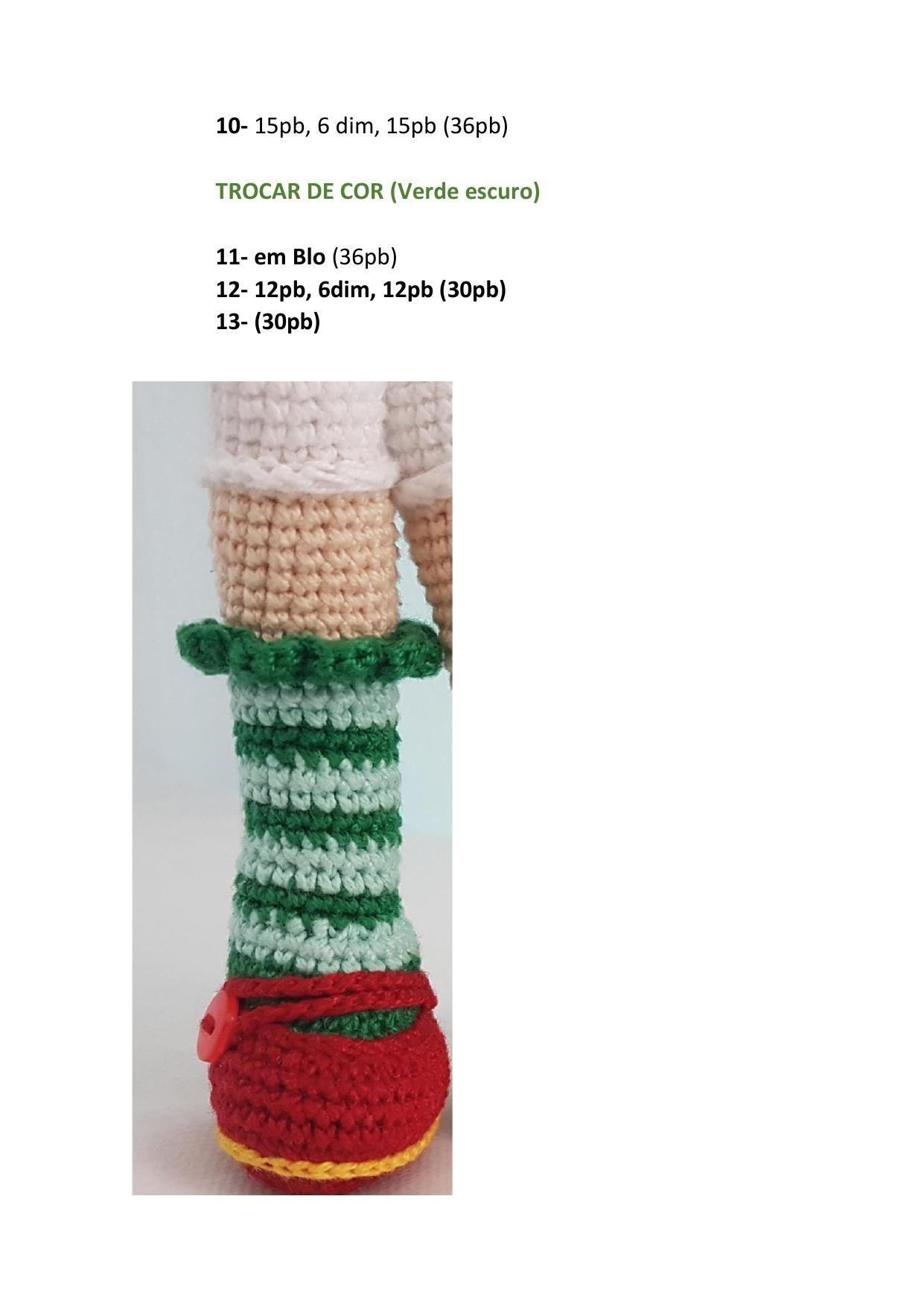 Tutorial Amigurumi Búp bê Rapunzel: Hướng dẫn chi tiết móc giày màu đỏ và tất sọc xanh lá cây