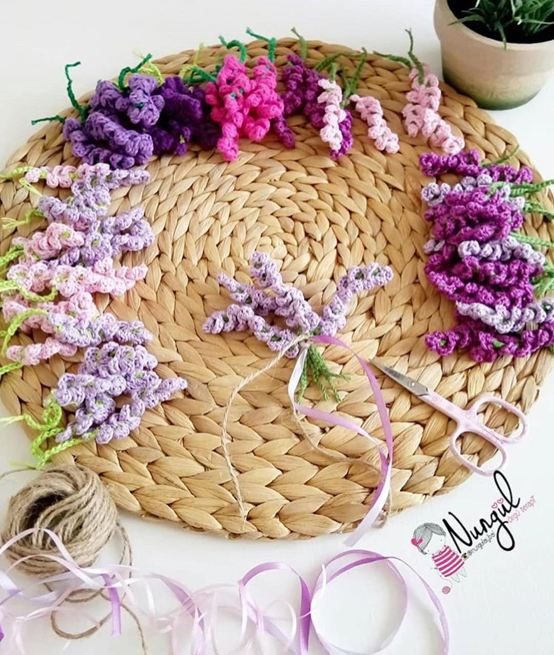 Tutorial How to Crochet Lavender Flowers for Coasters and Decor