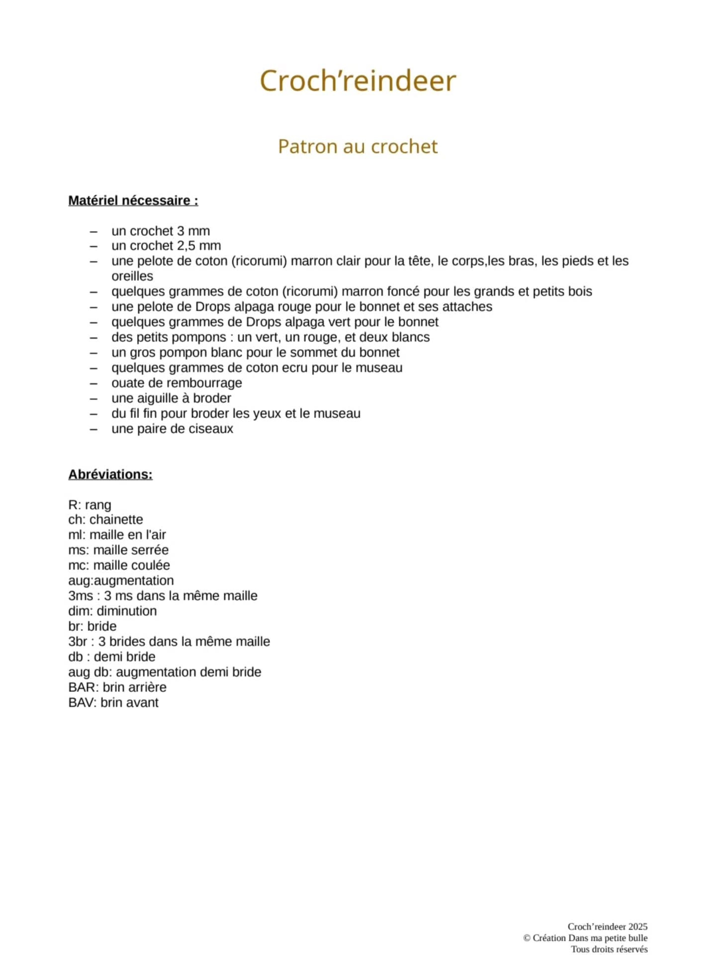 Tutoriel Croch'reindeer : Patron au crochet pour biche de Noël