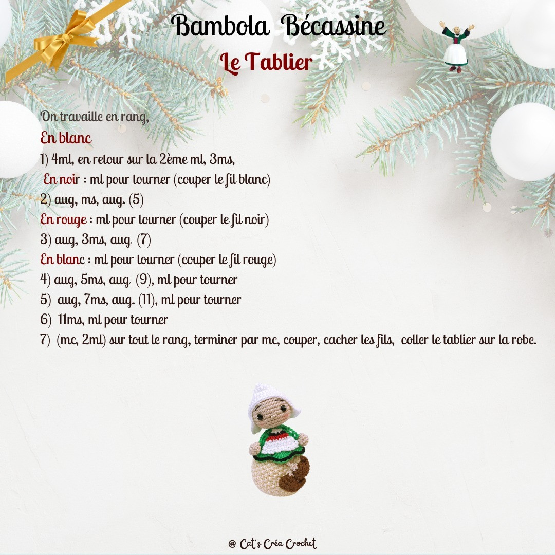 Tutoriel Gratuit Bambola Bécassine : Poupée Amigurumi Noël avec Robe Verte et Cornette Blanche