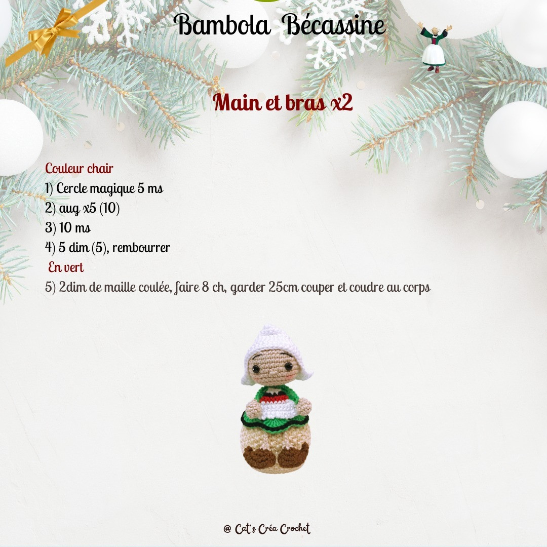 Tutoriel Gratuit Bambola Bécassine : Poupée Amigurumi Noël avec Robe Verte et Cornette Blanche